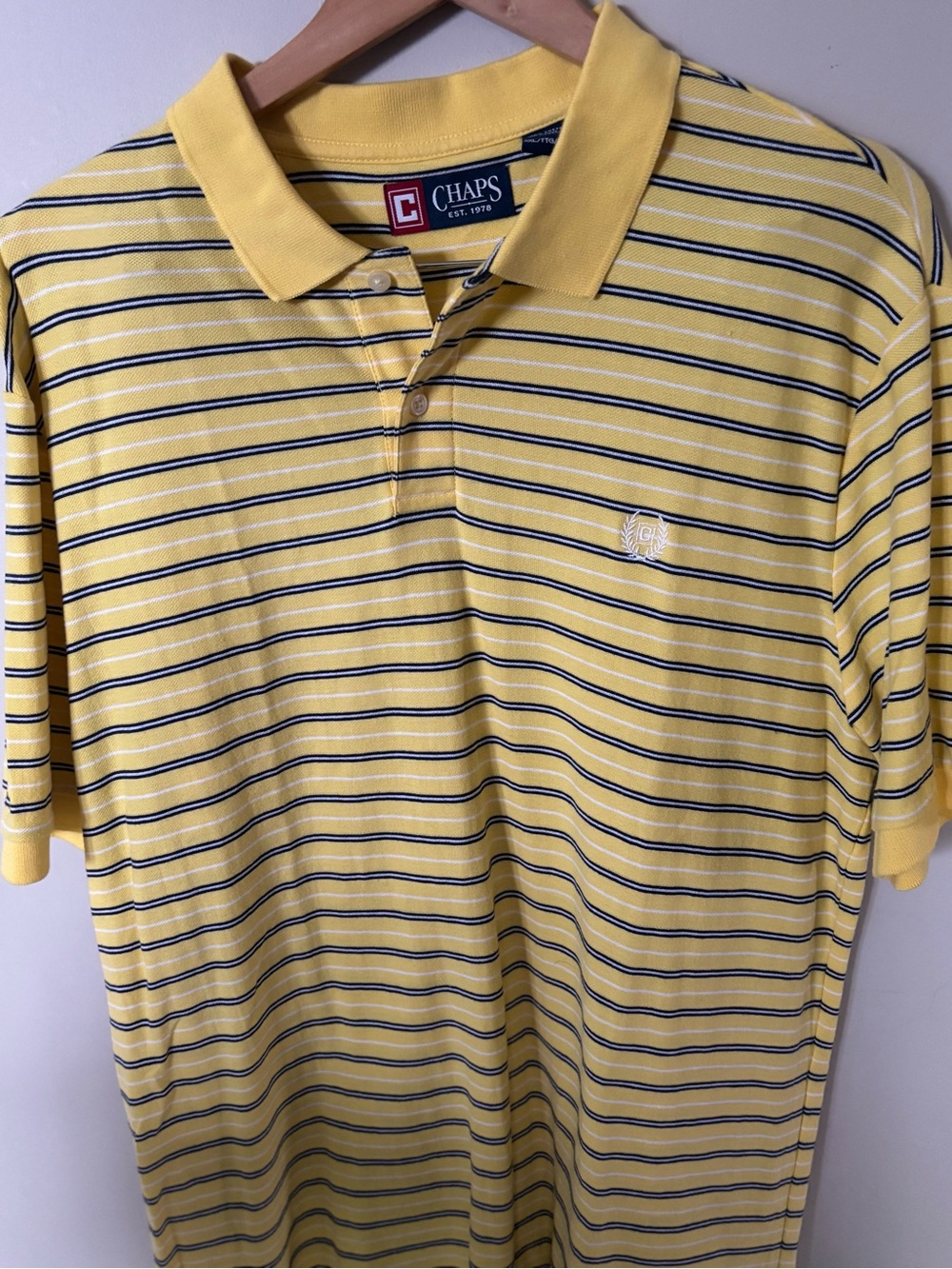 Chaps Men's Yellow Striped Polo Shirt